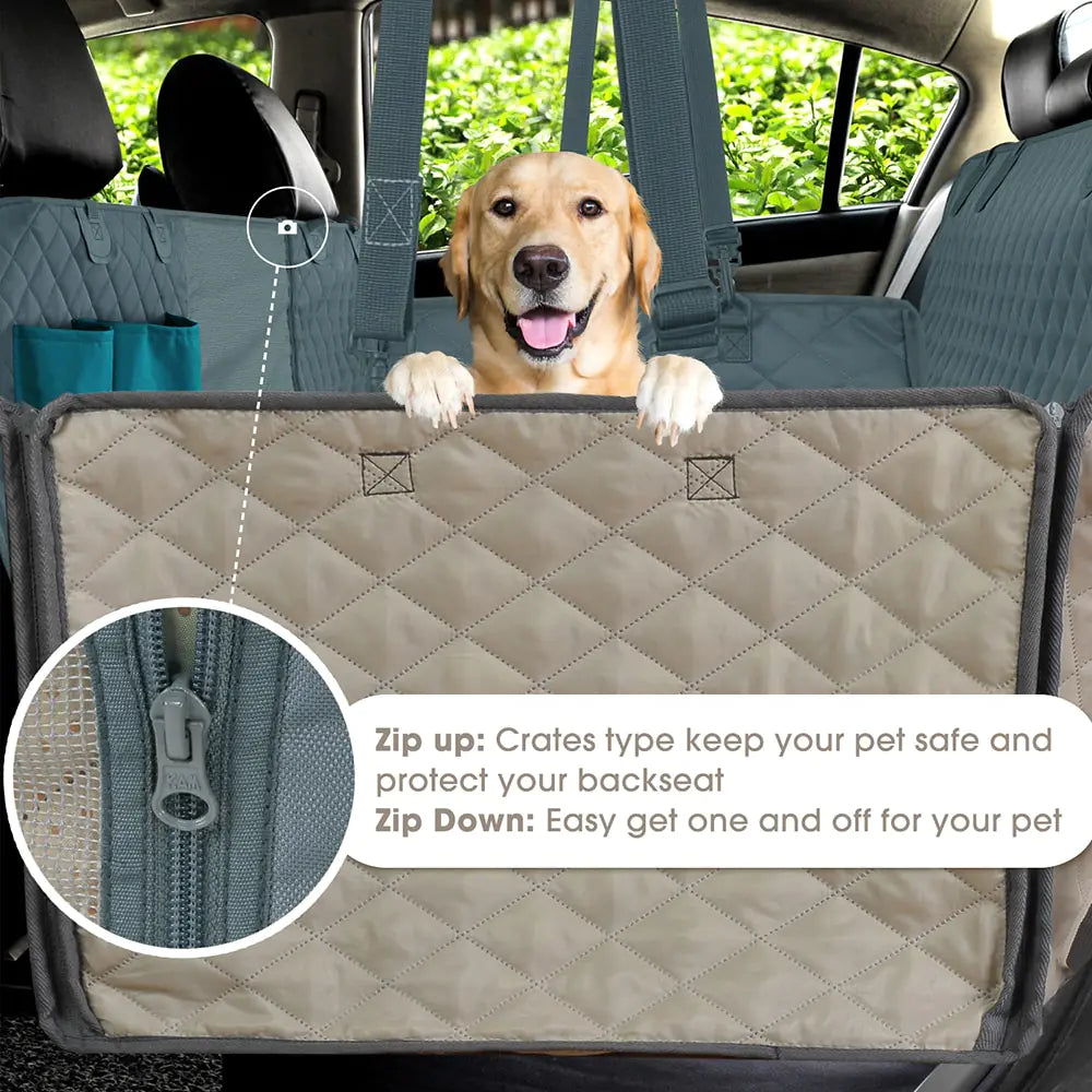 Waterproof Dog Travel Car Cover and Seatbelt