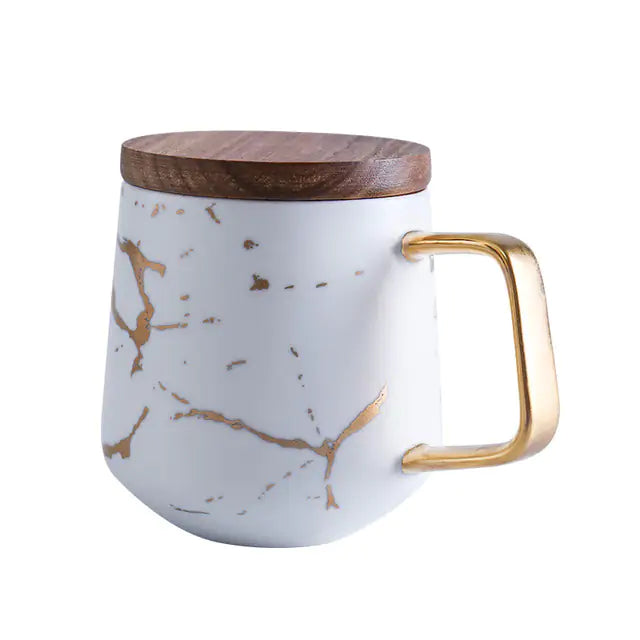 Marble and Gold Inlay Coffee Mugs