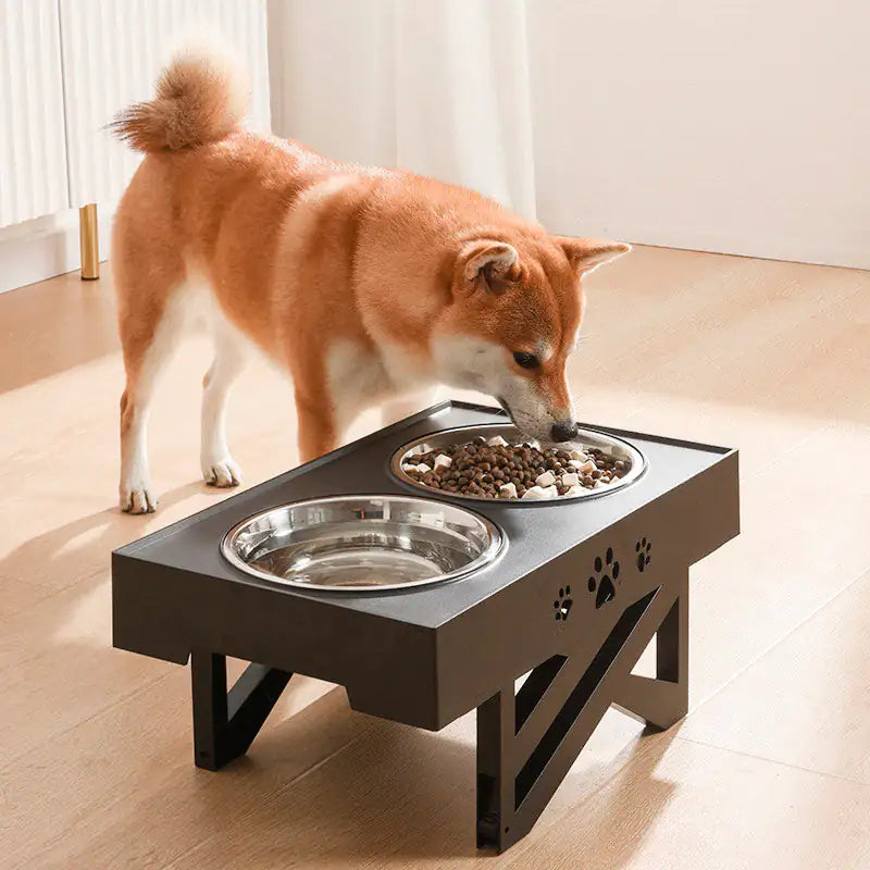 Adjustable Height Double-Bowl Pet Table