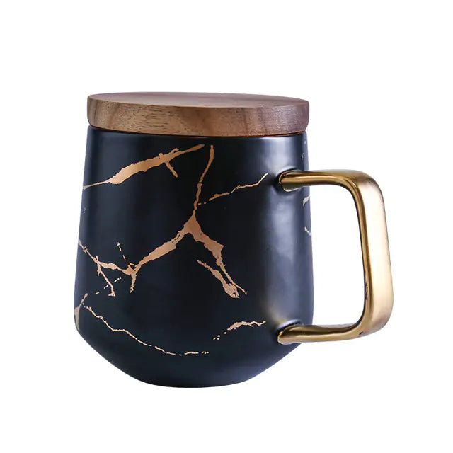 Marble and Gold Inlay Coffee Mugs