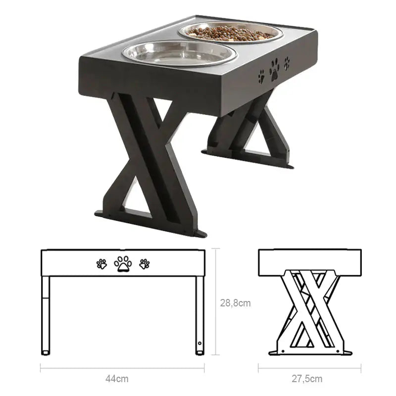 Adjustable Height Double-Bowl Pet Table