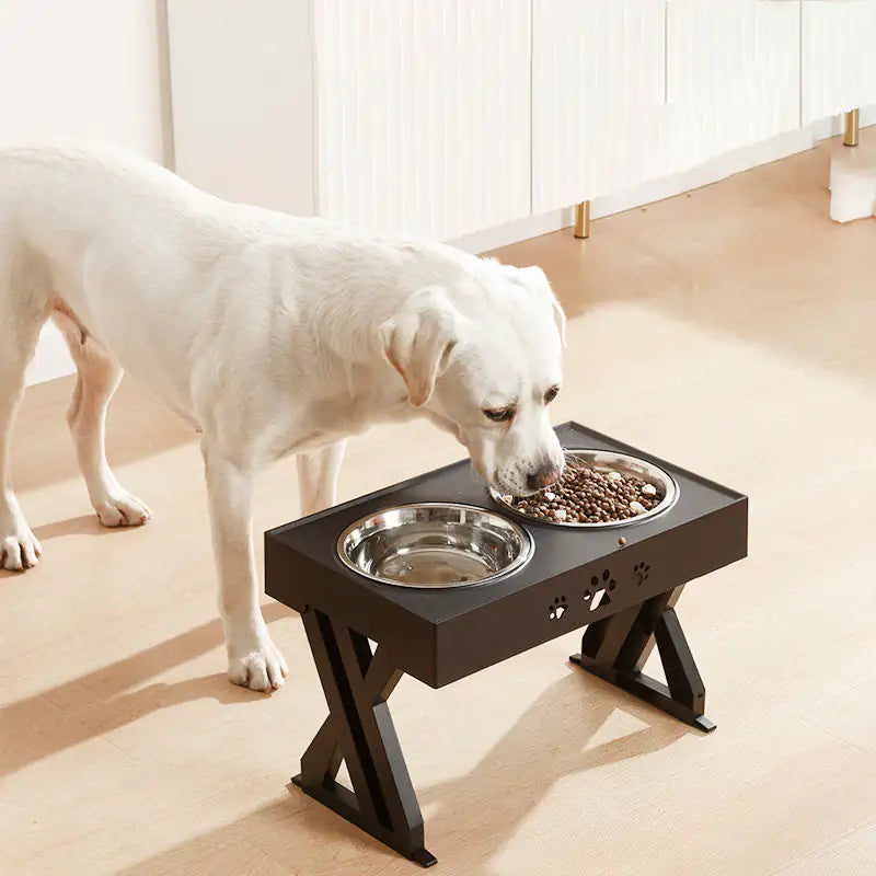 Adjustable Height Double-Bowl Pet Table