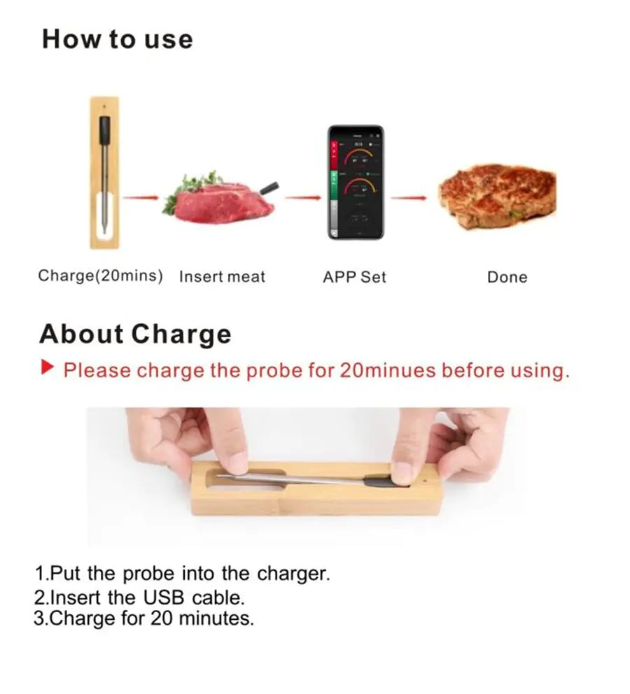 Wireless Double Probe Food Thermometer