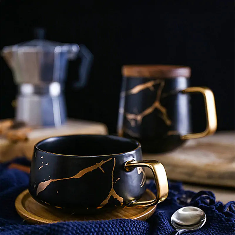 Marble and Gold Inlay Coffee Mugs