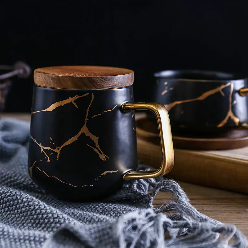 Marble and Gold Inlay Coffee Mugs