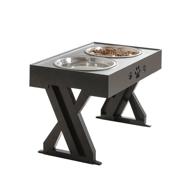 Adjustable Height Double-Bowl Pet Table