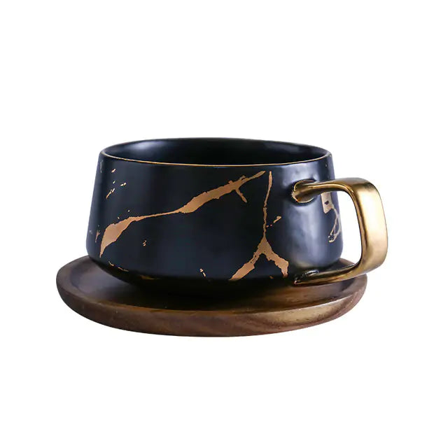 Marble and Gold Inlay Coffee Mugs