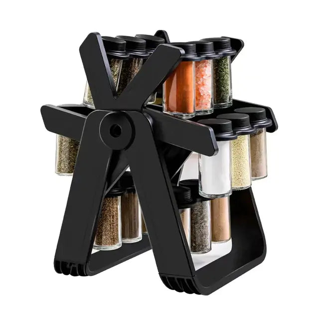 Rotating Spice Rack and Bottles