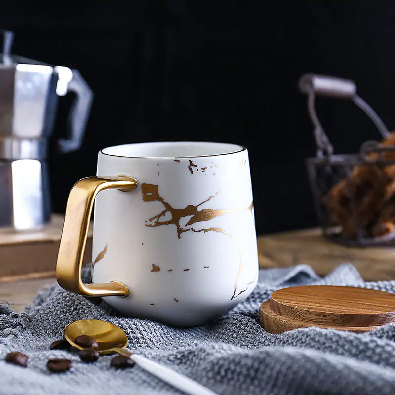 Marble and Gold Inlay Coffee Mugs