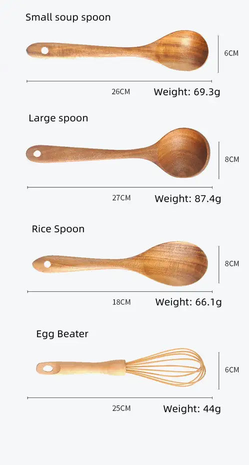 Teak Kitchenware Set- 7 Pieces