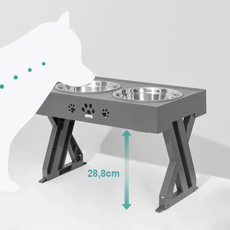 Adjustable Height Double-Bowl Pet Table