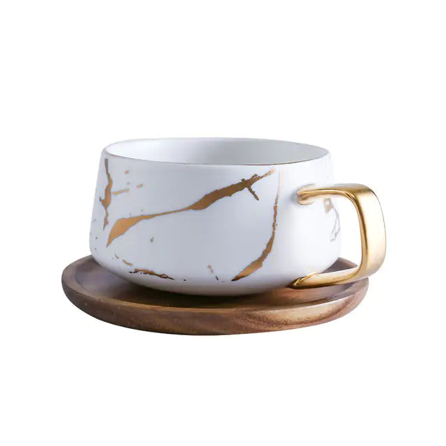 Marble and Gold Inlay Coffee Mugs